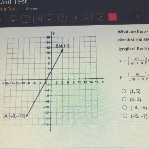 16

What are the x- and y-coordinates of point P on the
directed line segment from A to B such tha