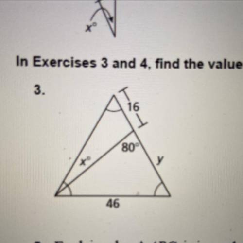 In Exercises 3 and 4, find the values of x and y 
plz help!!!