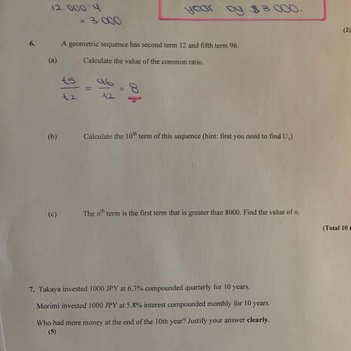 PLS HELP ME WITH NR.6 and 7!!( it is my math test) THANK U LOVE U❤️