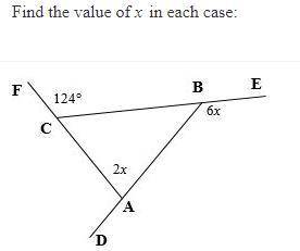 Find the value of x in each case: (See picture)