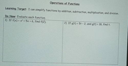 Operations of Functions Please Help Me.