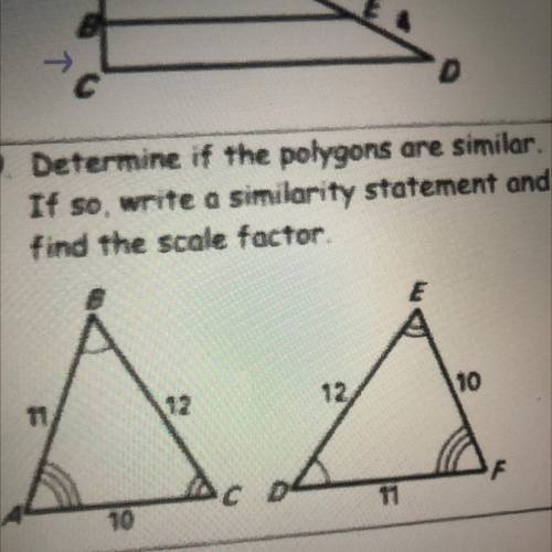 determine if the polygons are similar. If so, write a similarity statement and find the scale facto