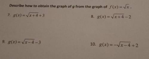 Describe how to obtain the graph of g from the graph of f(x) =