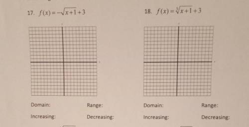 sketch the graph of each function. Then State the domain, range and increasing, decreasing interval