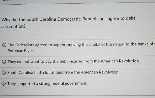 Why did the south carolina democratic Republicans agree to debt assumption?