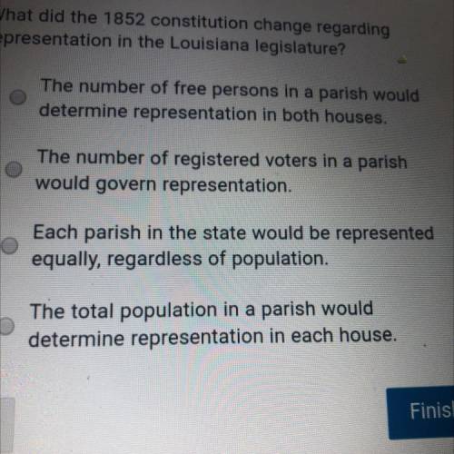 What did the 1852 constitution change regarding
representation in the Louisiana legislature?