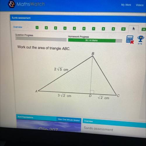 Work out the area of triangle ABC.