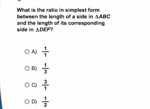 What is the ratio in simplest form between the length of a side in ΔABC and the length of its corre