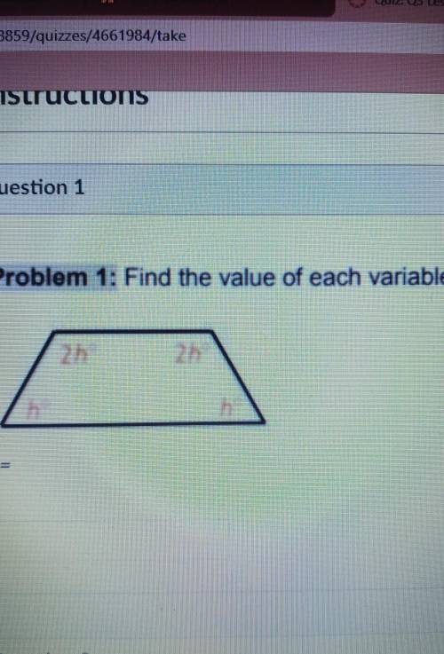 Problem 1= Find the value of each variable.