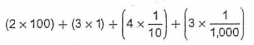 1 What number is equivalent to the expanded form shown below?

A.203.043
B.203.403
C.230.430
D.230