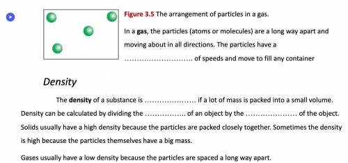 In a gas, the particles (atoms or molecules) are a long way apart and moving about in all direction
