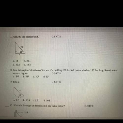 Math help!! Answers to 7,8,9?