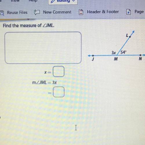 Find the measure of JML