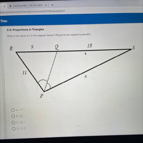 What is the value of X in the diagram below round to the nearest hundredths￼