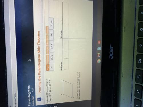 Proving the parallelogram side theorem . i need help please !!