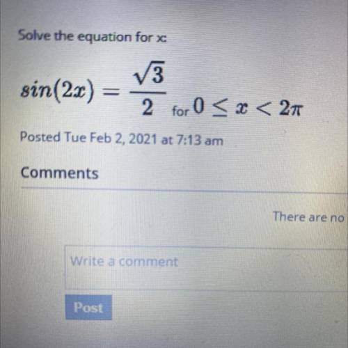 Solve the equation for x