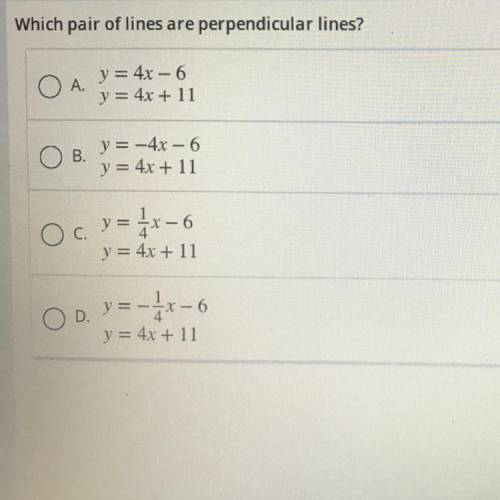 Which pair of lines are perpendicular lines?