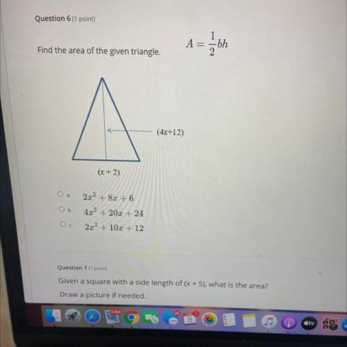 Find the area of the given triangle.