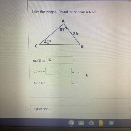 What is CB and AC on the triangle