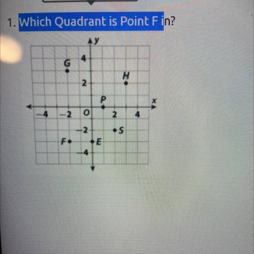 1. Which Quadrant is Point F in?