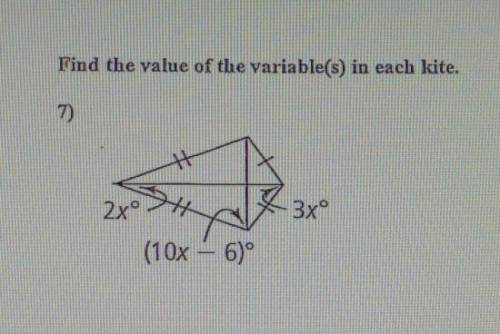 Find the value of the variable(s) in each kite.
