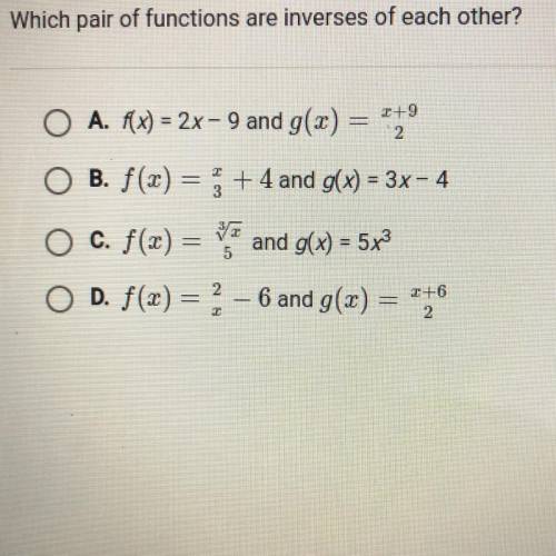 Which pair of functions are inverses of each other?