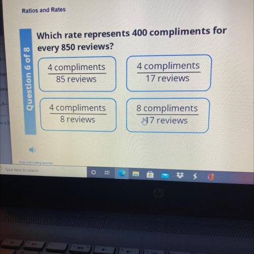 Which rate represents 400 compliments for
every 850 reviews?