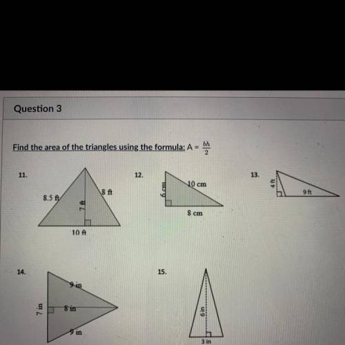 Find the area of these triangles please! Greatly appreciated if you do.