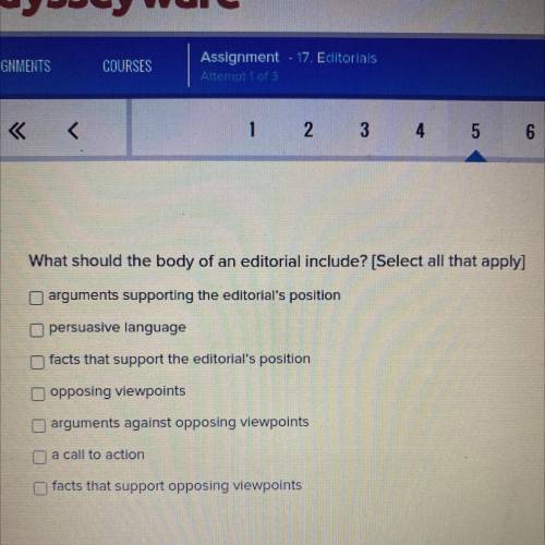 What should the body of an editorial include? [Select all that apply]
