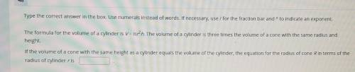 If the volume of a cone with the same height as a cylinder equals the volume of the cylinder, the e