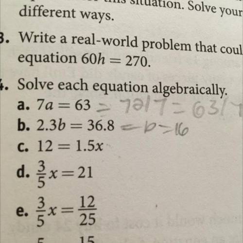 12 = 1.5x
Solve each equation algebraically
