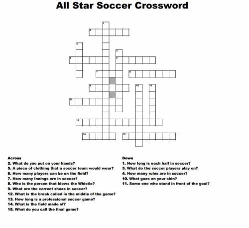 All star soccer crossword help please I need this right now !!