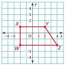 Reflect the trapezoid in the x-axis. Then translate the trapezoid 2 units left and 3 units up. The