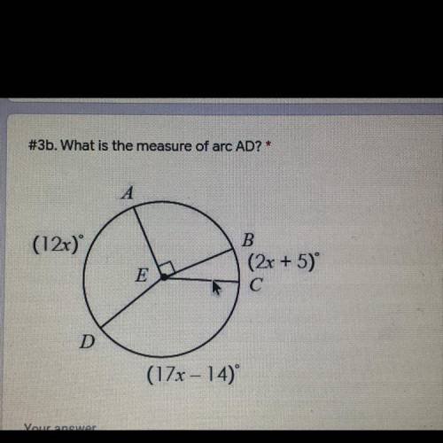 What is the measure of arc AD?