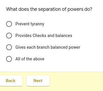 What does the separation of powers do?