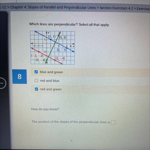 What is the product of the perpendicular lines