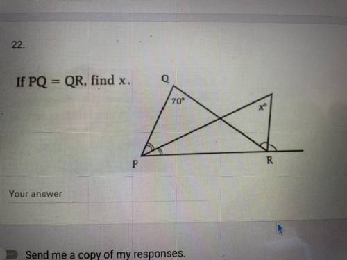 If PQ = QR, find “x.”
