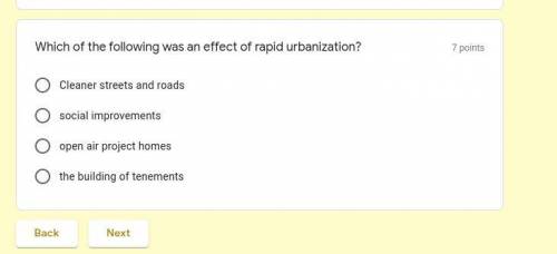 Which of the following was an effect of rapid urbanization?