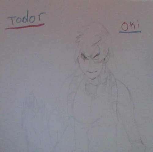 I drew this how does it look? todoroki rules sorry for the dark pic :)