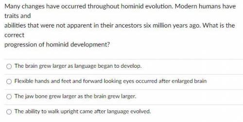 What is the correct
progression of hominid development?