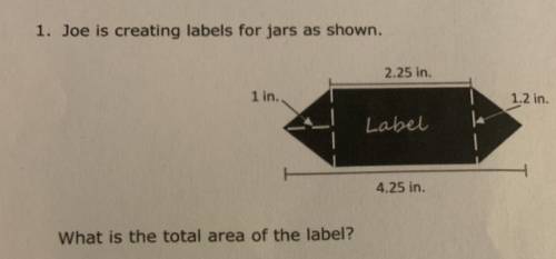 Joe is creating labels for jars as shown. What is the total are of the ladle ?