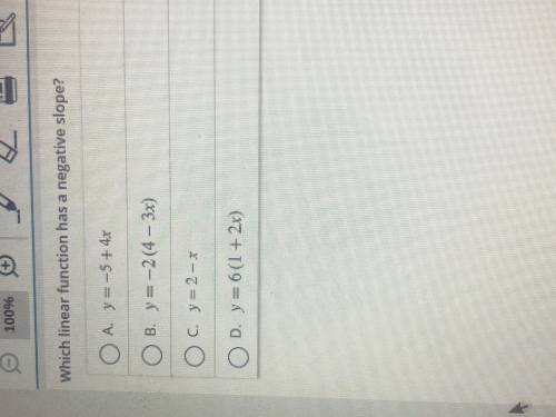 Which linear function has a negative slope