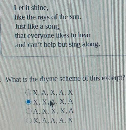What is the rhyme scheme of this excerpt ​