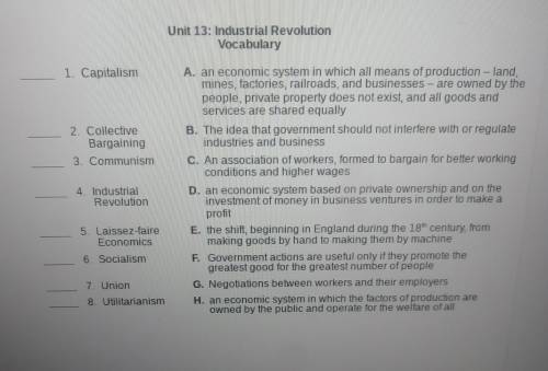 Unit 13: Industrial Revolution Vocabulary 1. Capitalism 2 Collective Bargaining 3. Communism 4. Ind