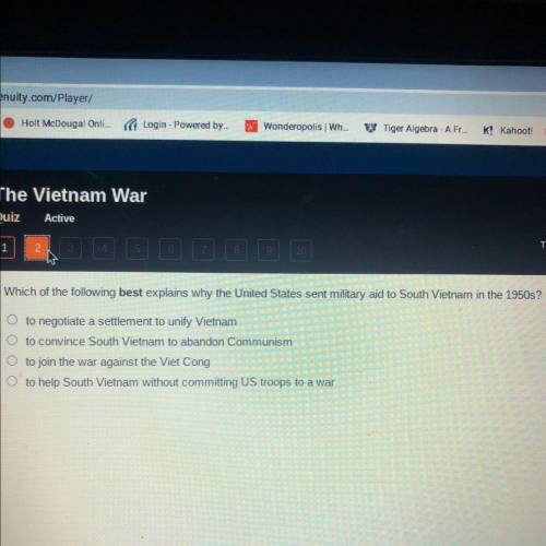 Multiple choice south vietnam in the 1950