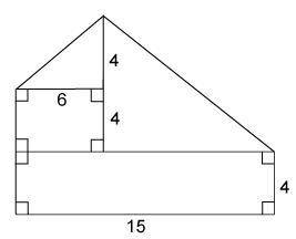 The figure is made up of 2 rectangles and 2 right triangles.

What is the area of the figure?
132