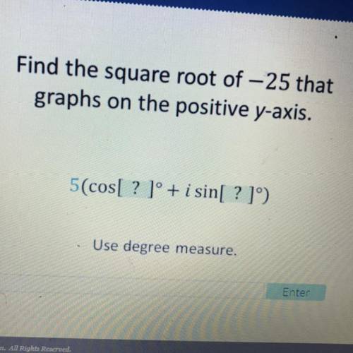 Find The square root of -25 that graphs on the positive Y axis￼ , please help