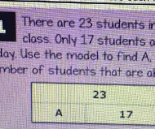 There are 23 students in ms day”s class. Only 17 students are present today use the model to find A