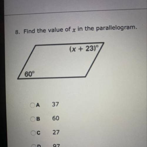 Find the value of x in the parallelism. Please respond ASAP