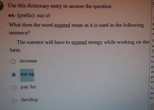 Use this dictionary entry to answer the question. ex- (prefix): out of What does the word expend me